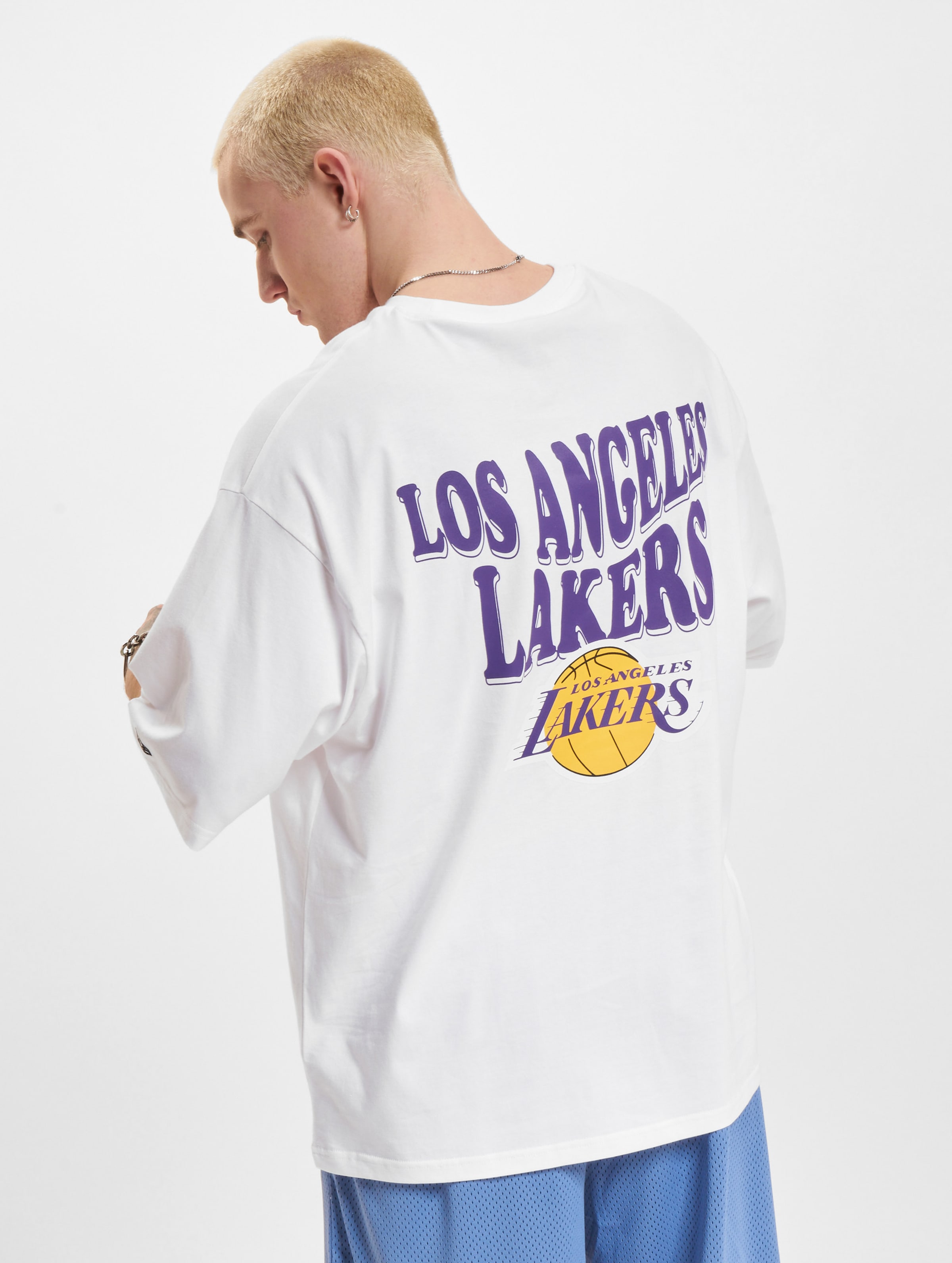 New Era NBA Script Oversized T-Shirt LA Lakers Mannen op kleur wit, Maat XS