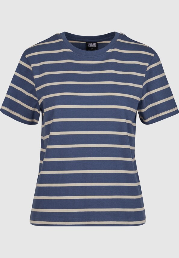Ladies Striped Boxy Tee-5