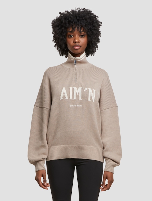 aim'n College Knitted Half Zip Pullover-2