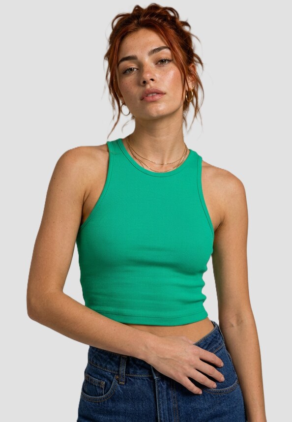 Ladies Cropped Rib-0