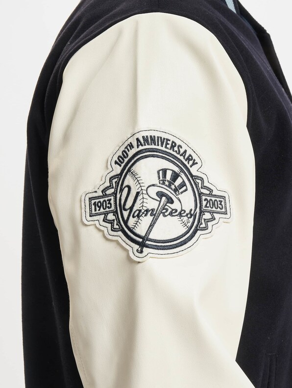 New Era MLB New York Yankees anniversary patch varsity jacket in navy