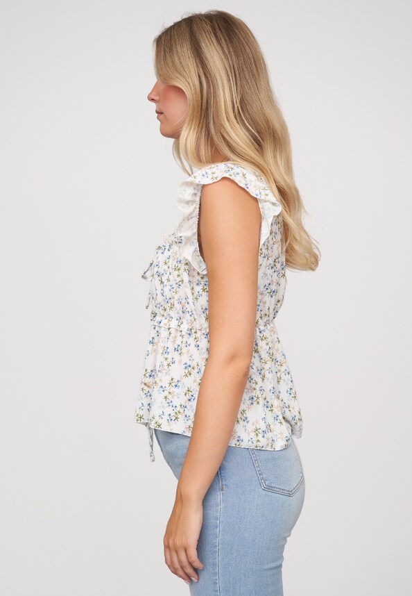 Ruffle Sleeve Tie Top-2