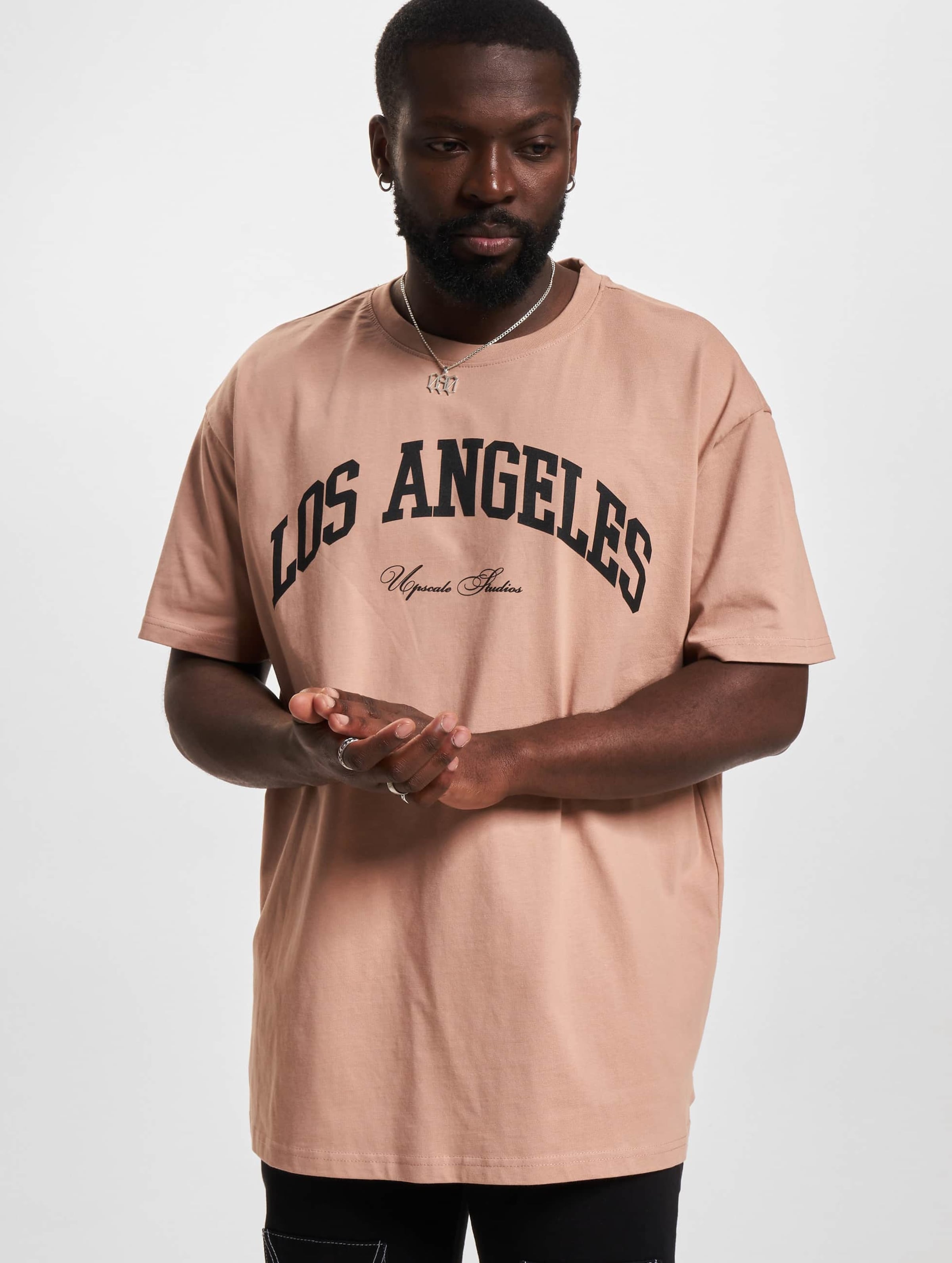 Mister Tee Upscale L.A. College Oversize T-Shirt Mannen op kleur bruin, Maat 5XL