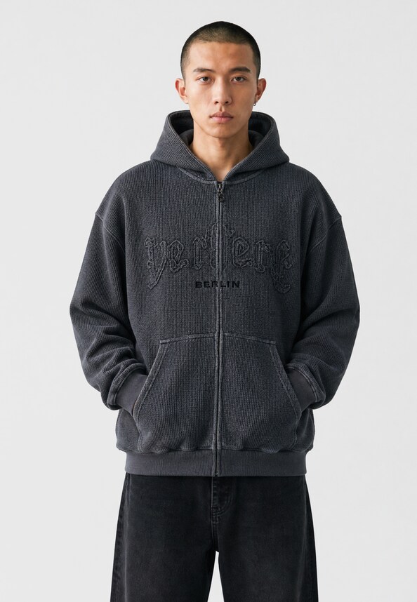 STONE LOGO ZIP HOODIE-0