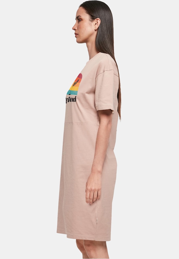 Ladies Long Beach  Organic Oversized Slit Tee Dress-2