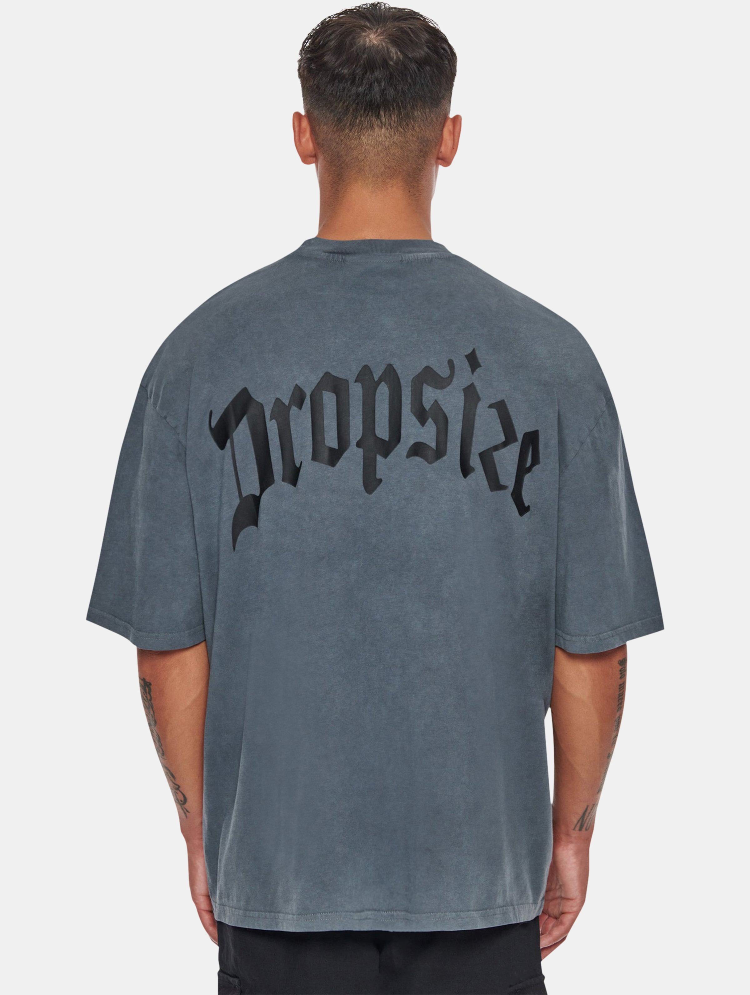 Dropsize Heavy Oversize Backprint T-Shirt Mannen op kleur grijs, Maat XS