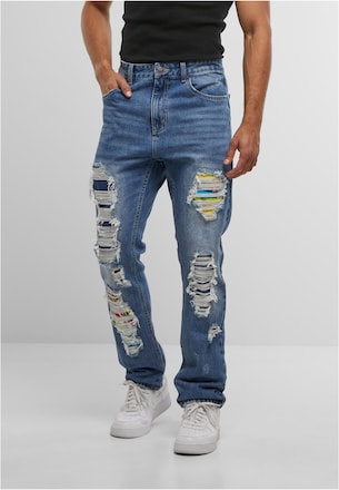STRAIGHT JEANS PANTS DISTRESSED