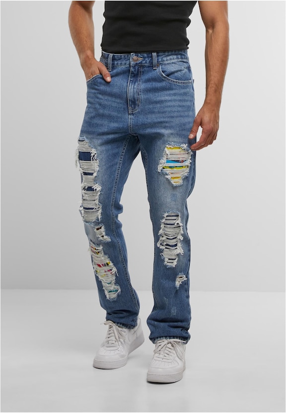 STRAIGHT JEANS PANTS DISTRESSED-0