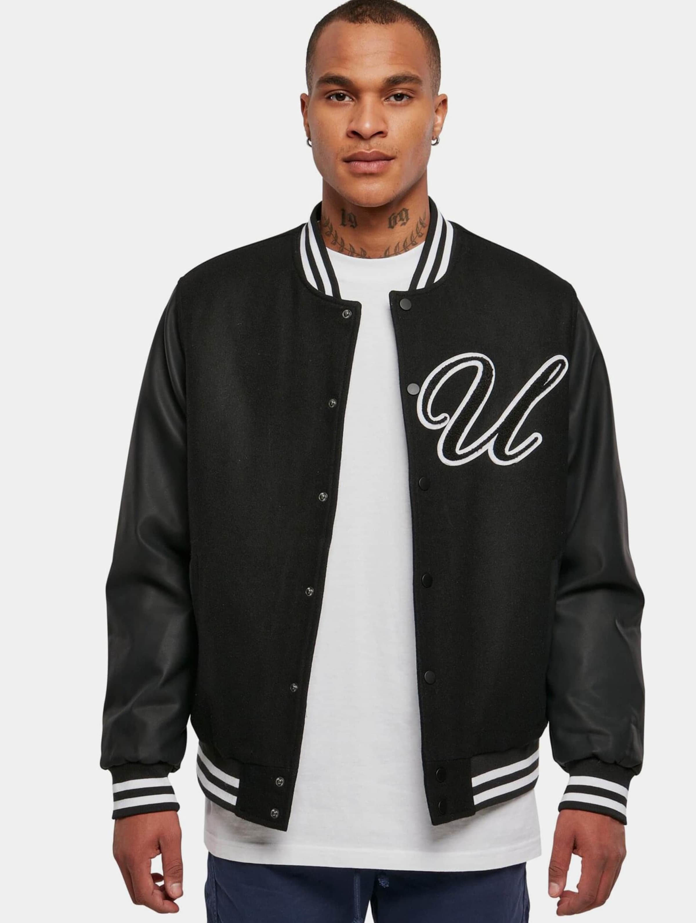 Urban Classics Big U College Jacket Mannen op kleur zwart, Maat 5XL