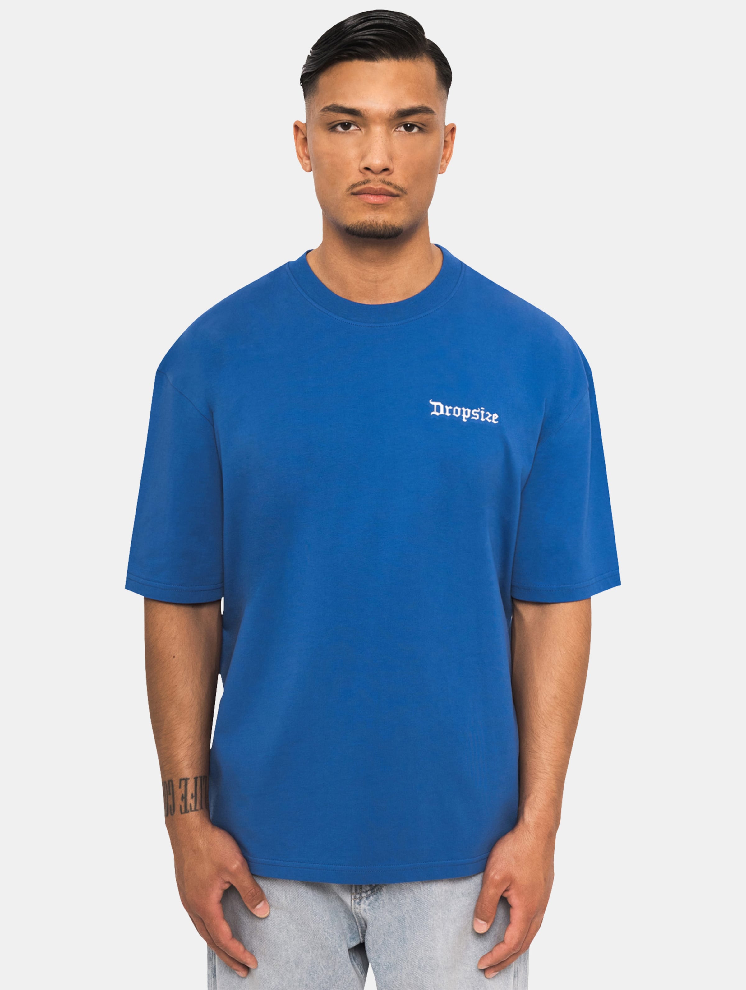 Dropsize Heavy Embo T-Shirt op kleur blauw, Maat XL