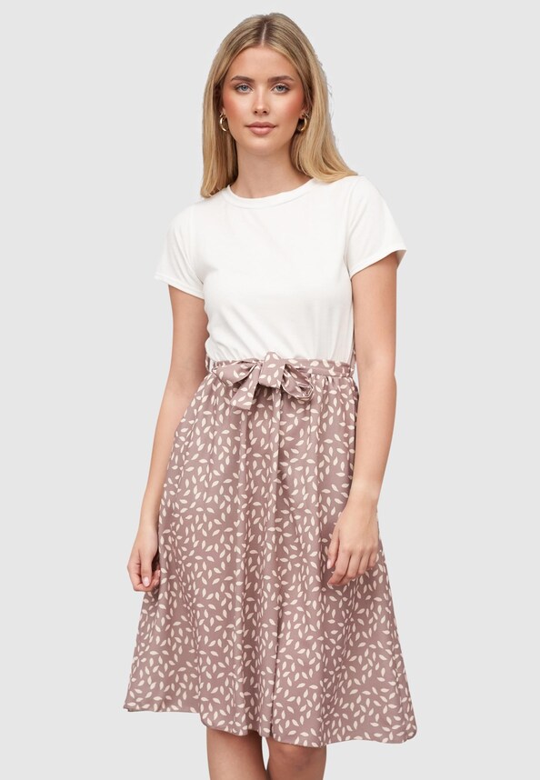 Cloud5ive Damen Kleid Satin Rock 2-Pockets und Bindegürtel-0