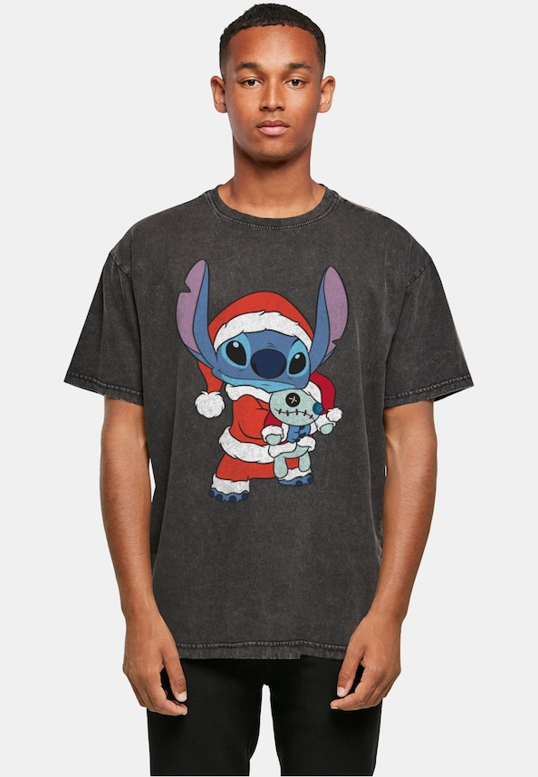 Lilo And Stitch - Christmas Acid Washed Oversized Tee-0