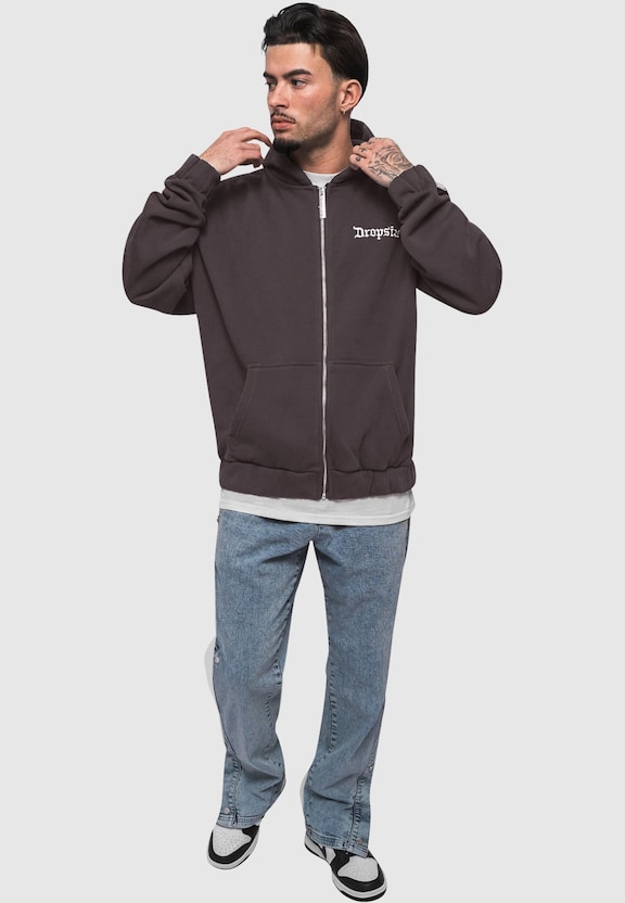 Super Heavy Oversize Blank Zip Hoodie-2
