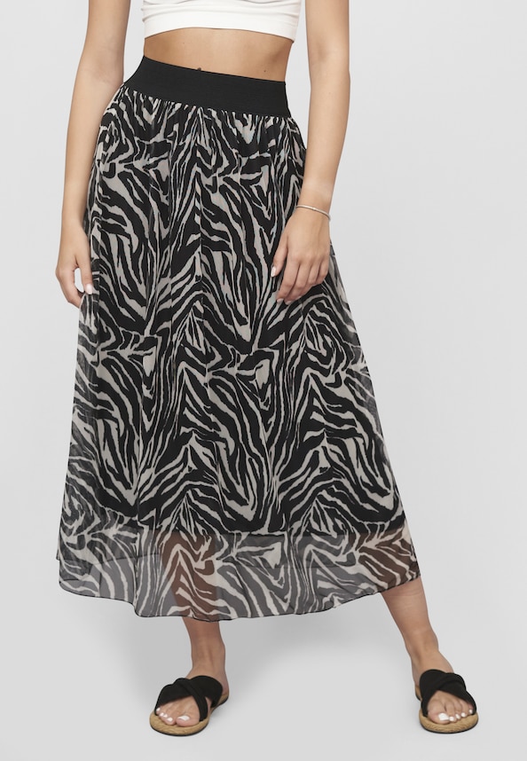 Longform Skirt 2-layered with animal print-0