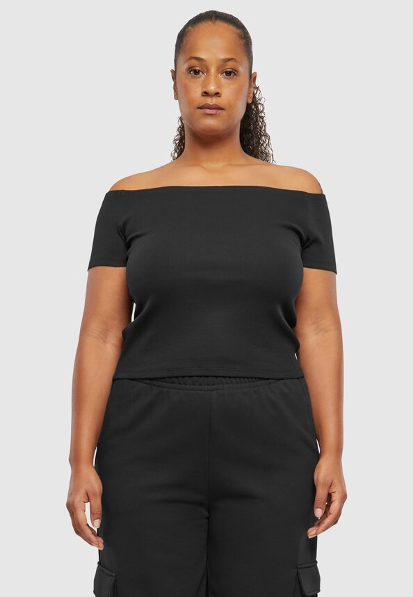 Ladies Organic Off Shoulder Rib Tee-15