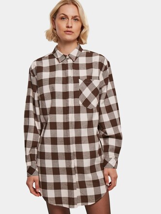 Ladies Oversized Check Flannel Shirt Dress
