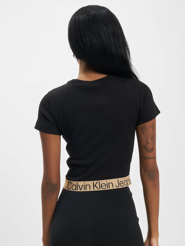 Calvin Klein Short Sleeve Bra Top in Black