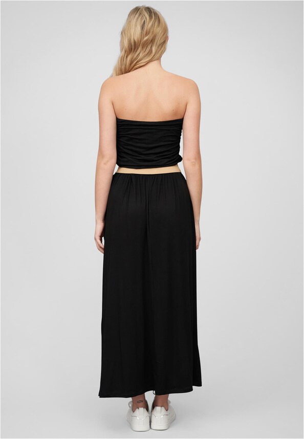 Cloud5ive Fashion Damen Longform Bandeau Kleid 2-Pockets Gürtel-1