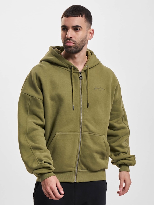 JM233-003-1 SJ Script Logo Backprint Peached Zip Hoodie-2