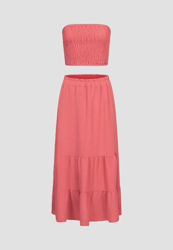 Cloud5ive Longform Musselin Stufenrock + Bandeau Top brown-0