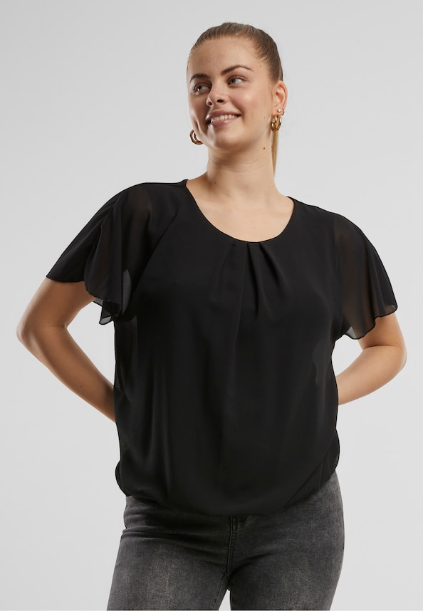 Cloud5ive Damen Chiffon Top 2-lagig mit Fledermausärmeln-0