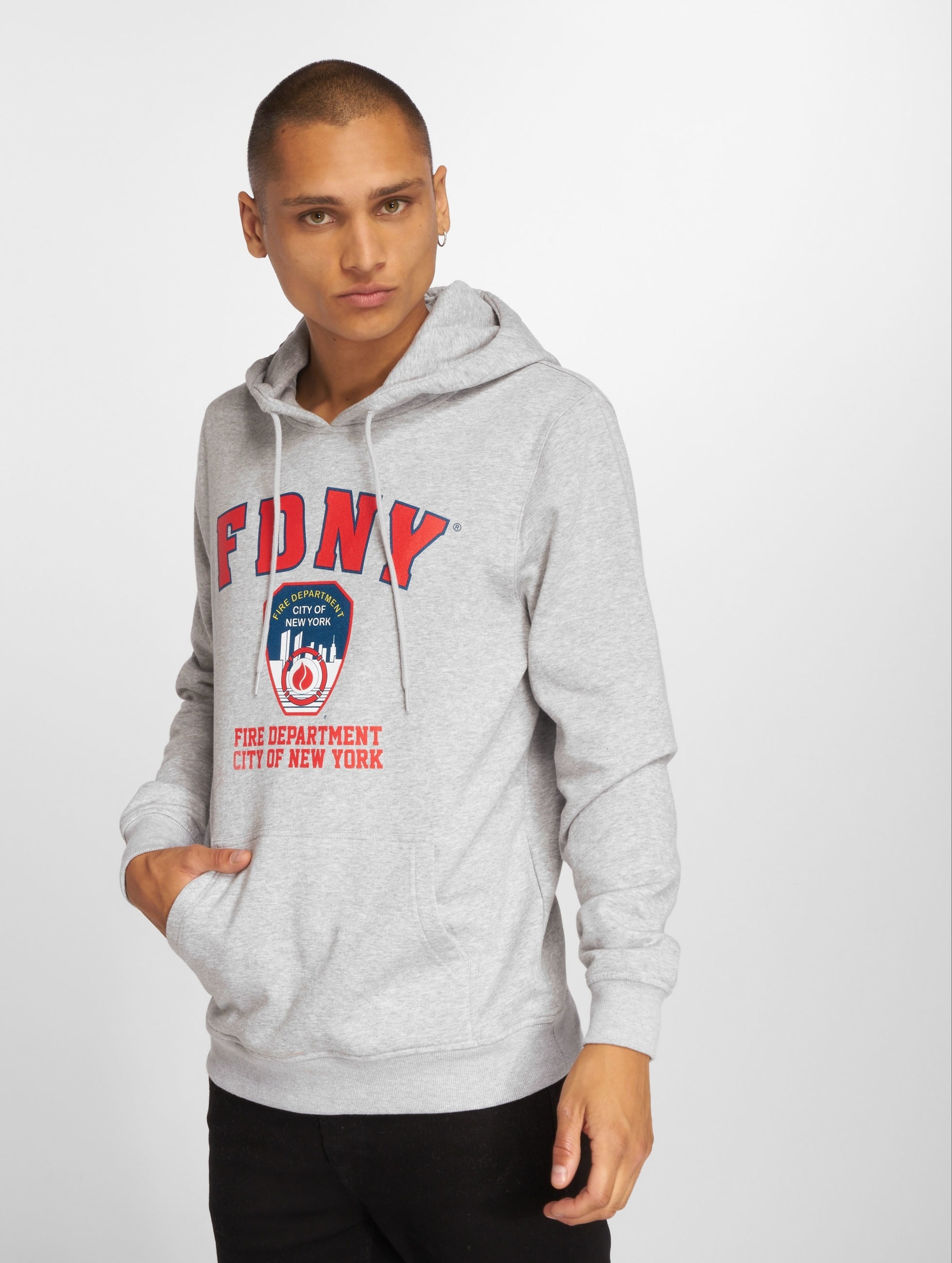 Merchcode FDNY Logo Hoody Mannen op kleur grijs, Maat 3XL