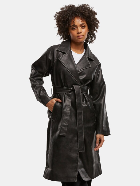 Urban Classics Ladies Vintage Leather Trenchcoat-0