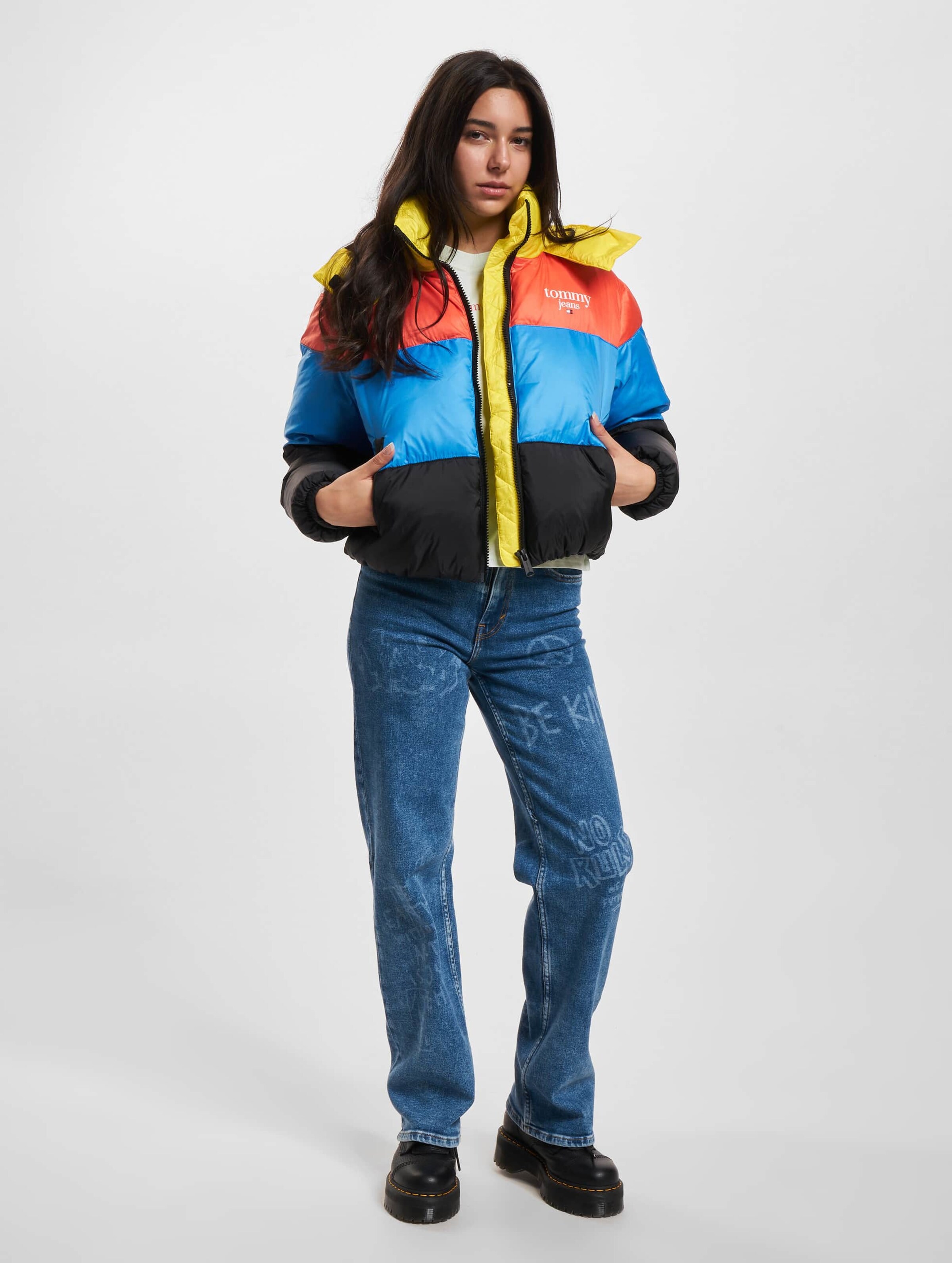 Tommy jeans sale long colorblock puffer