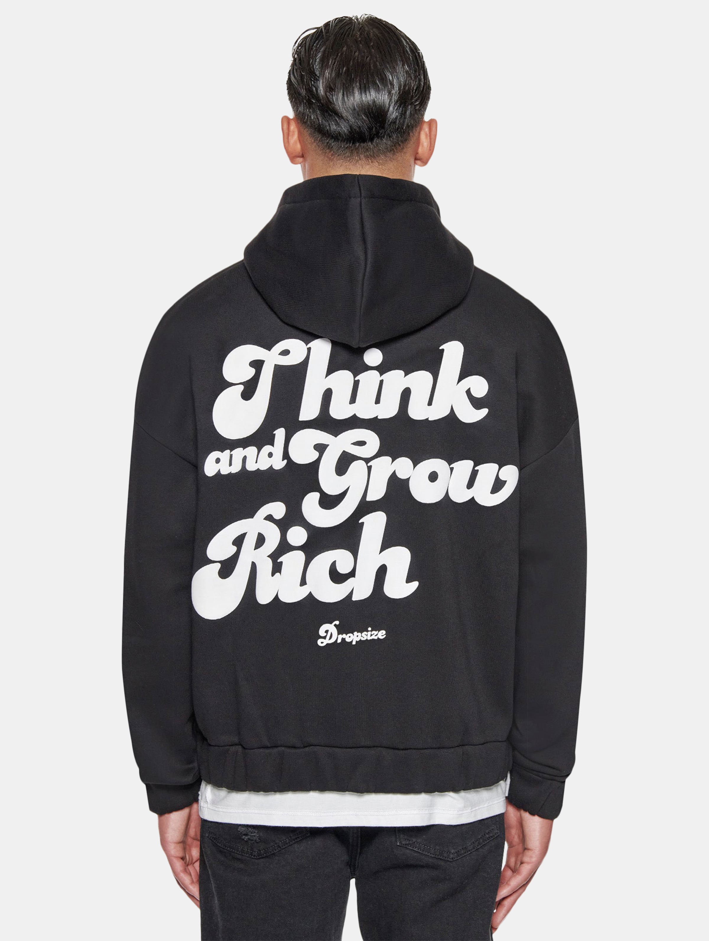 Dropsize Heavy Grow Rich Zip Hoodie op kleur zwart, Maat S