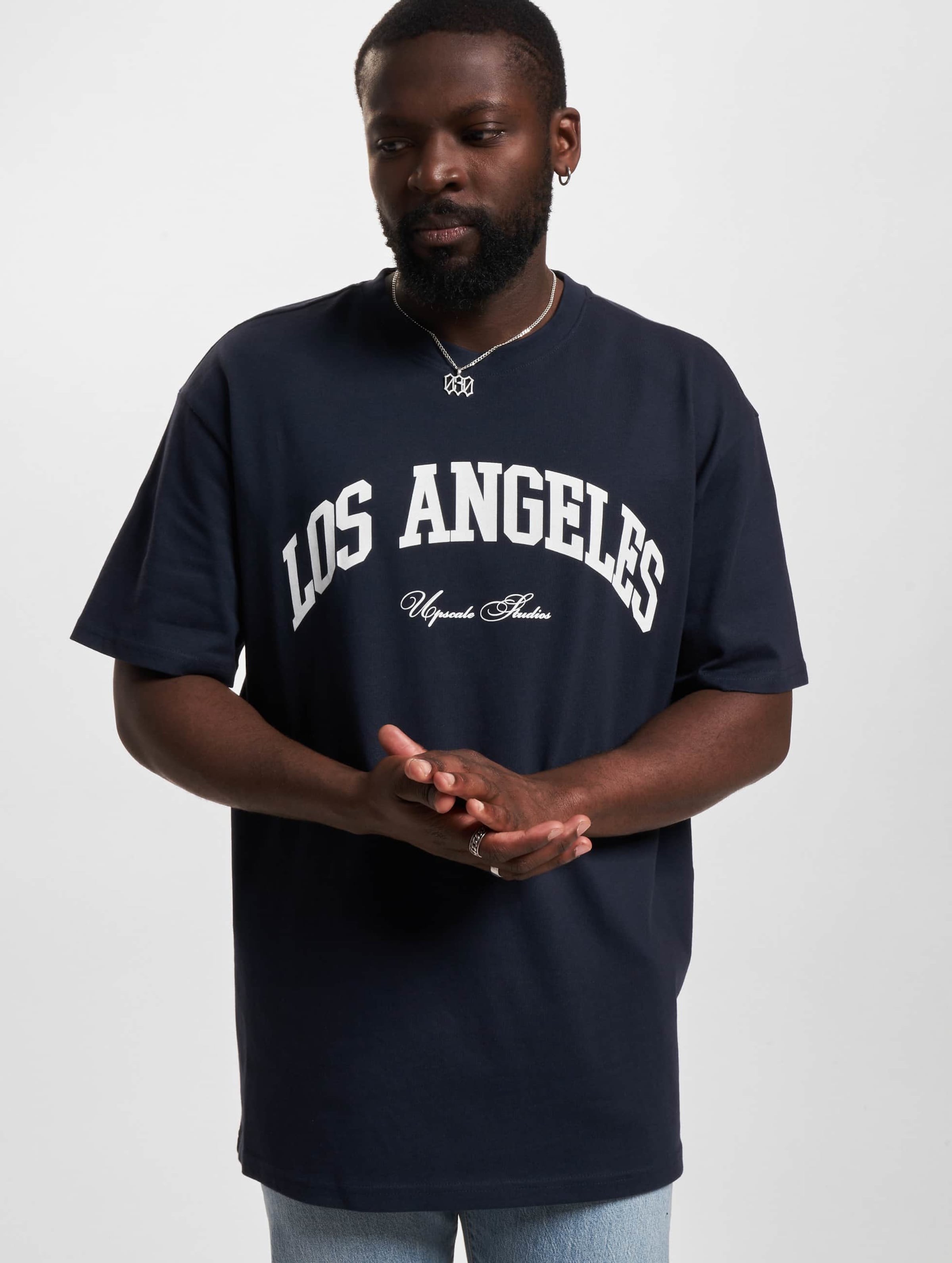 Mister Tee Upscale L.A. College Oversize T-Shirt Mannen op kleur blauw, Maat 3XL