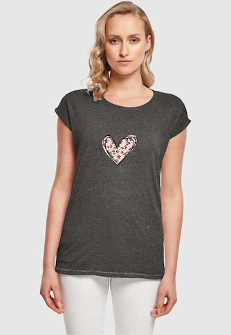 Ladies Valentines Day - Leopard Heart Extended Shoulder