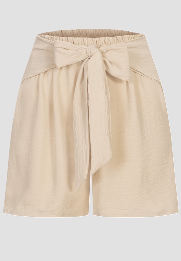 Cloud5ive Damen Shorts mit Deko-Bindegürtel u Elastikbund-2
