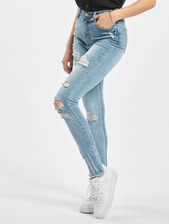 Missguided Authentic Rip Wash Skinny High Waist Jeans