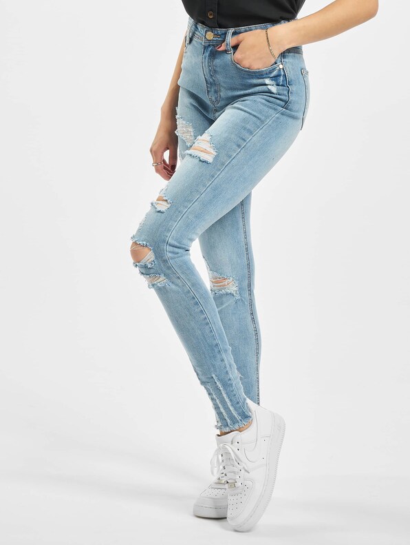 Missguided Authentic Rip Wash Skinny High Waist Jeans-0