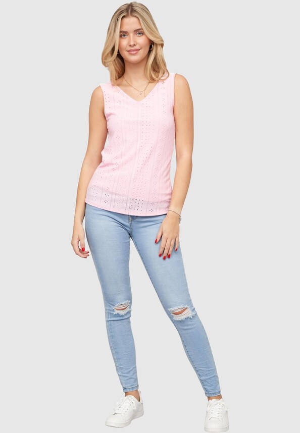 Top mit Lochmuster und hinten offen in Wickeloptik-2