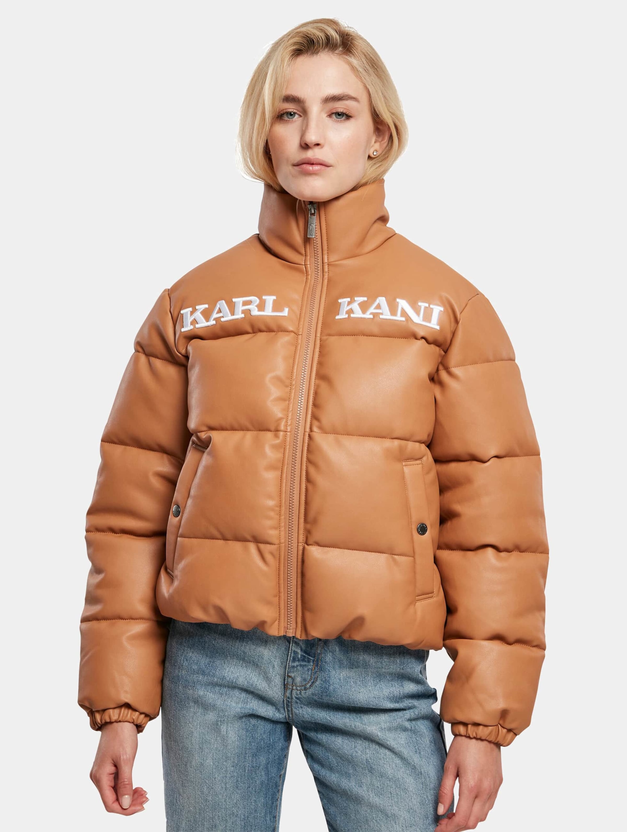 Karl Kani KW224-049-1KK Retro Puffer PU Jacket Vrouwen op kleur bruin, Maat XL