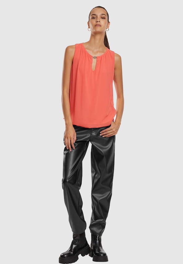 Cloud5ive Damen Chiffon Top mit Schlüsselloch-Kragen und Deko-Schnalle-3