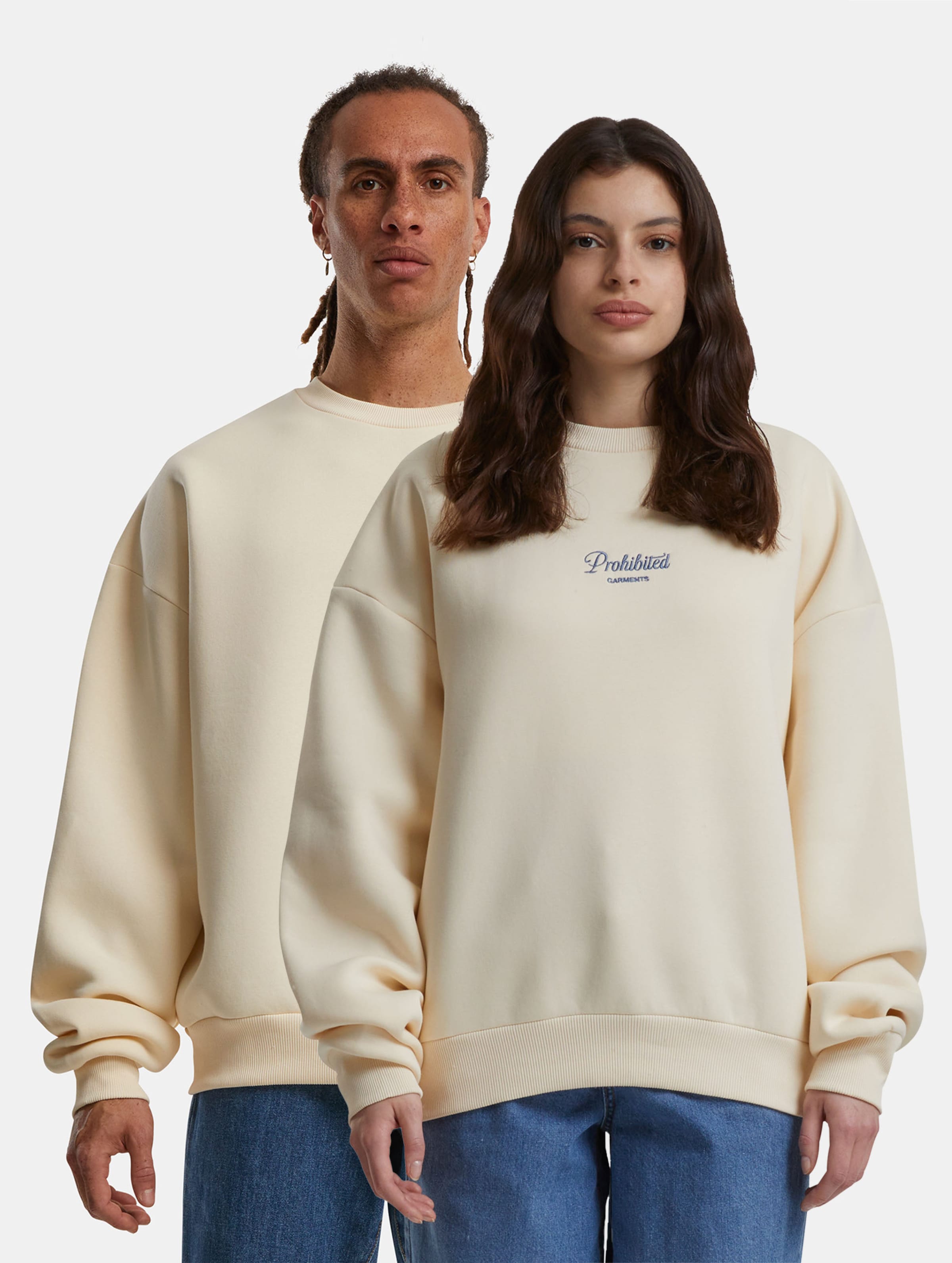 Prohibited PB Garment Crew Neck Pullover Frauen,Männer,Unisex op kleur beige, Maat XL