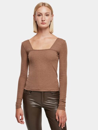 Ladies Rib Squared Neckline Longsleeve