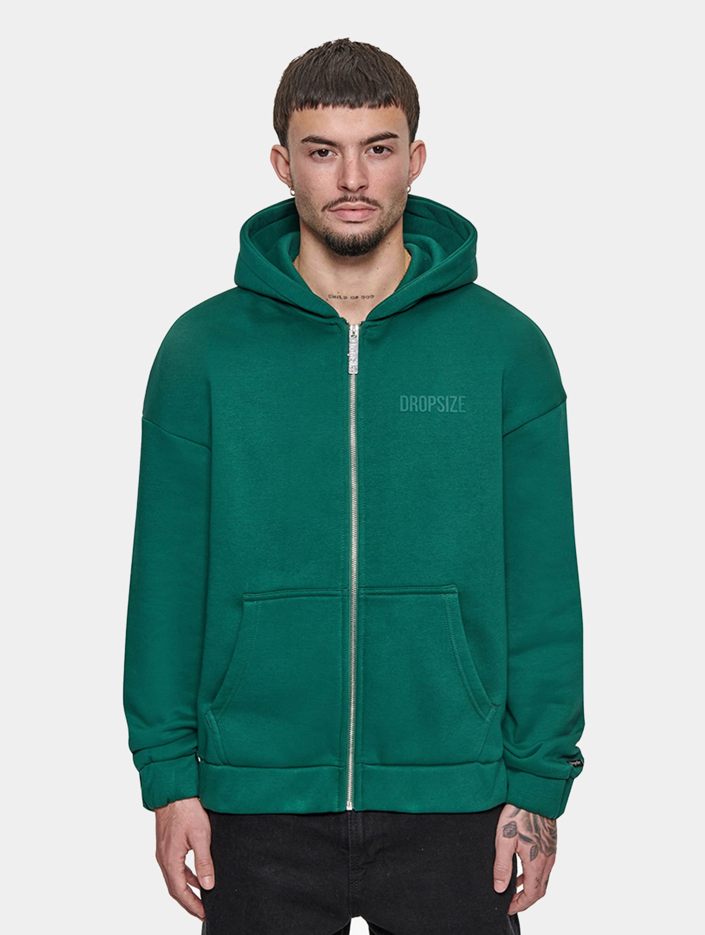 Dropsize Super Heavy Oversize HD Print V2 Zip Hoodie op kleur groen, Maat XS