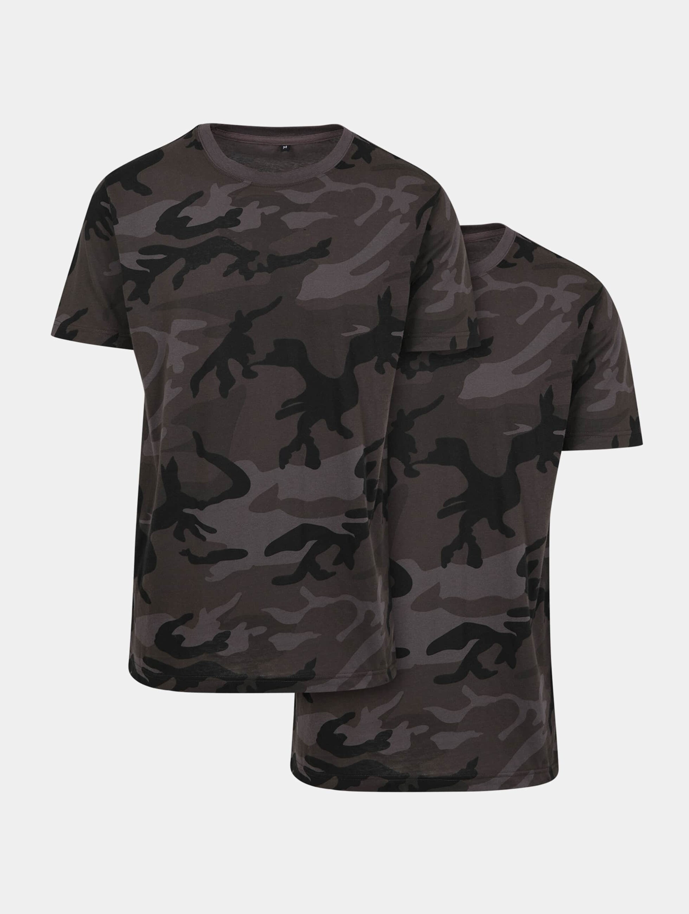 Build Your Brand Camo Round Neck Tee 2-Pack Mannen op kleur camouflage, Maat S