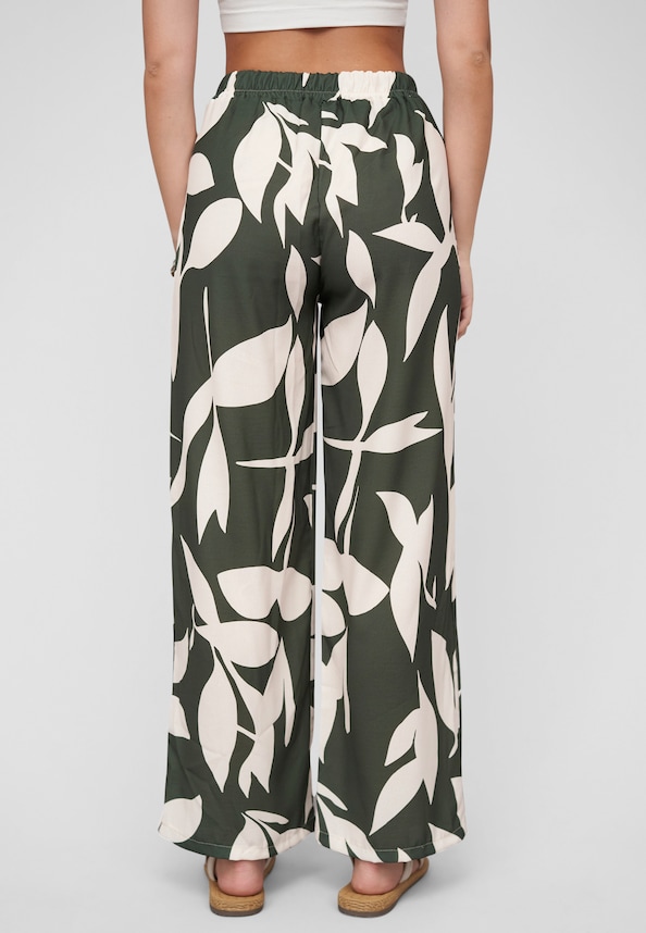 Pants with floral aop and tie belt-1