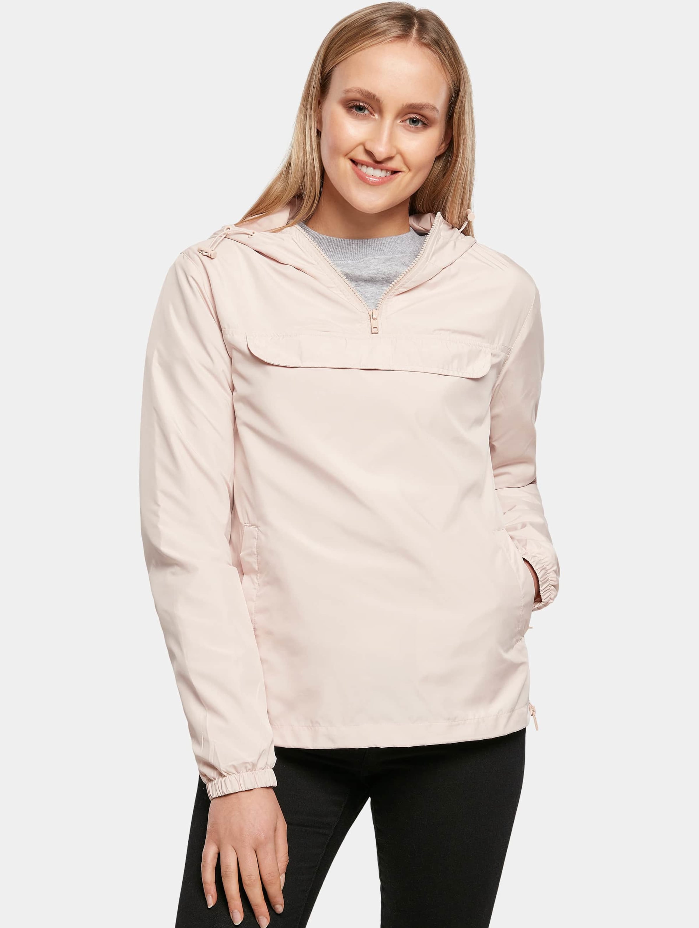 Build Your Brand Ladies Basic Pull Over Jacket Vrouwen op kleur roze, Maat S