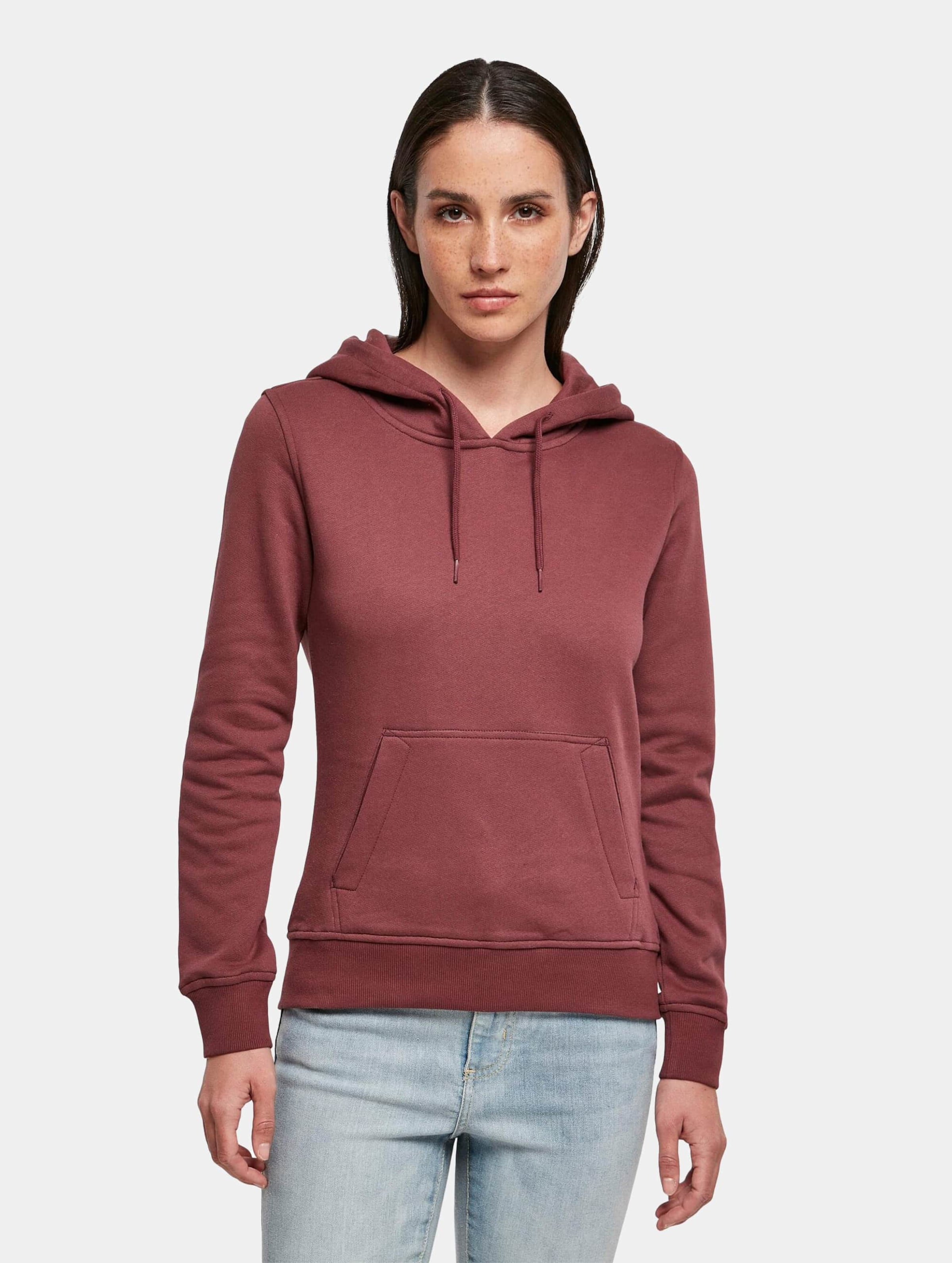 Build Your Brand Ladies Organic Hoody Vrouwen op kleur rood, Maat 4XL