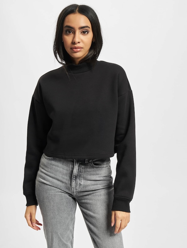 Ladies Cropped Oversized High Neck Crew-2