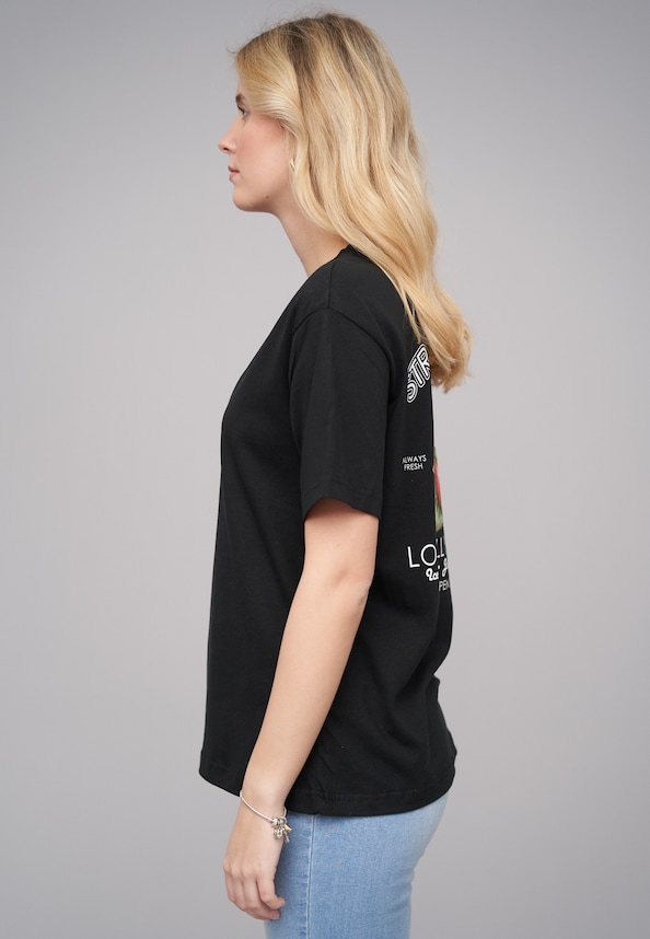 Ladies 77 Locally Grown Black Tee-2