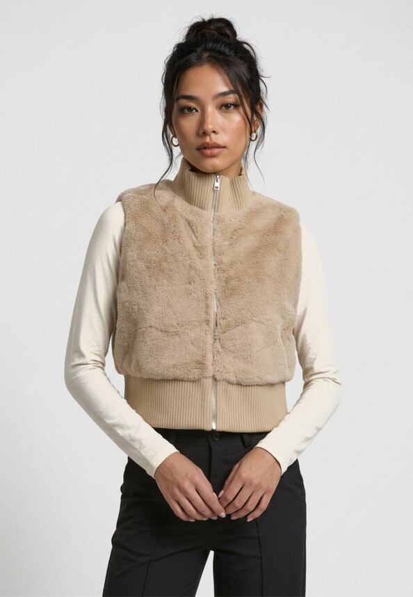 Ladies Cropped Faux Fur-0