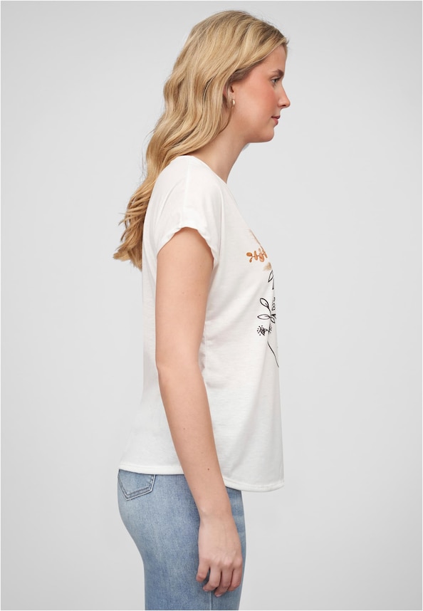 Cloud5ive Damen Viskose T-Shirt mit Floral Silhouette Face Print-4