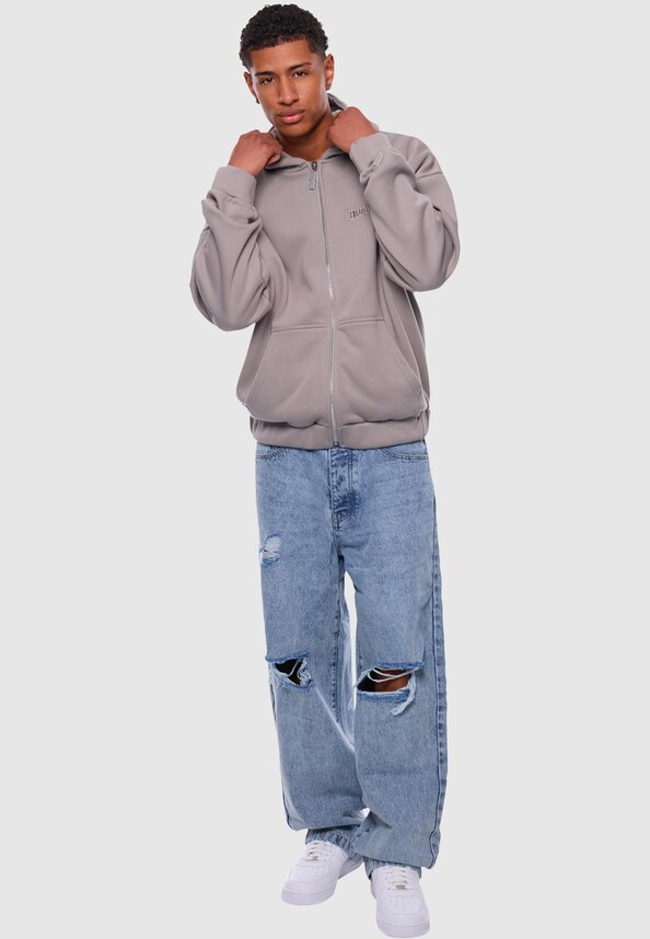 HEAVY OVERSIZE EMBO ZIPPER HOODIE-2