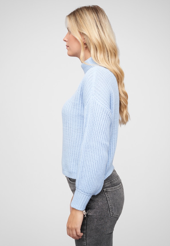 Pullover mit Stehrollkragen und V-Ausschnitt-2